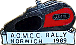 Ariel Norwich motorcycle rally badge