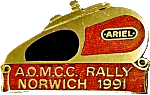 Ariel Norwich motorcycle rally badge from Jean-Francois Helias