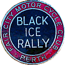 Black Ice motorcycle rally badge