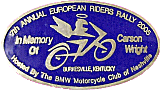 BMW European Riders motorcycle rally badge from Jean-Francois Helias