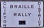 Braille motorcycle rally badge from Ted Trett