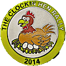 Clockin Hen motorcycle rally badge from Jean-Francois Helias