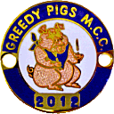 Greedy Pigs motorcycle rally badge from Jean-Francois Helias
