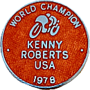 Kenny Roberts motorcycle race badge from Jean-Francois Helias