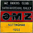 MZ National motorcycle rally badge
