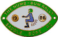 Numb Bum motorcycle rally badge from Jean-Francois Helias