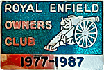 Royal Enfield OC motorcycle club badge from Ted Trett
