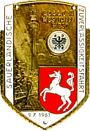 Sauerländische Zuverlässigkeitsfahrt motorcycle rally badge from Jean-Francois Helias