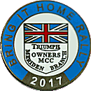 Triumph Bring It Home motorcycle rally badge from Jean-Francois Helias