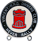 Vincent OC Hever motorcycle rally badge