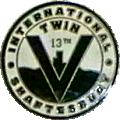V Twin motorcycle rally badge