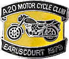 A20 Earls Court motorcycle show badge from Jean-Francois Helias