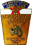 AJS Matchless Alternative motorcycle rally badge from Jean-Francois Helias