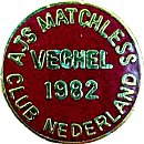 AJS Matchless Club Nederland motorcycle rally badge from Jean-Francois Helias