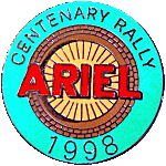Ariel Centenary motorcycle rally badge from Jean-Francois Helias