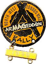Armageddon motorcycle rally badge from Phil Drackley