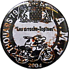 Arrache-Topines motorcycle rally badge from Jean-Francois Helias
