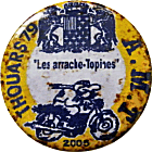 Arrache-Topines motorcycle rally badge from Jean-Francois Helias
