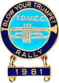 Blow Your Trumpet motorcycle rally badge from Jean-Francois Helias