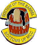 Bottom of the Barrel motorcycle rally badge from Jean-Francois Helias