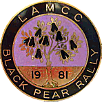 Black Pear motorcycle rally badge