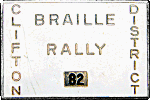 Braille motorcycle rally badge from Jean-Francois Helias