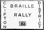Braille motorcycle rally badge from Ted Trett