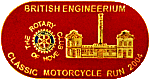 British Engineerium motorcycle run badge from Jean-Francois Helias