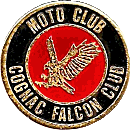 Cognac Falcon motorcycle rally badge from Jean-Francois Helias