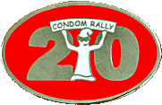 Condom motorcycle rally badge