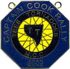 Captain Cook motorcycle rally badge from Ted Trett