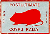 Coypu motorcycle rally badge from Ken Horwood