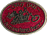 Crazy Daze motorcycle rally badge from Russ Shand
