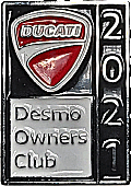 Ducati Desmo OC motorcycle rally badge from Jean-Francois Helias