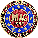 Euro Demo motorcycle rally badge from Jean-Francois Helias