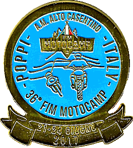 FIM Motocamp motorcycle rally badge from Ted Trett