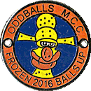 Frozen Balls Up motorcycle rally badge from Hayley Easthope
