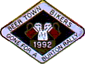 Gone for a Burton motorcycle rally badge from Nigel Woodthorpe