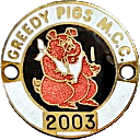 Greedy Pigs motorcycle rally badge from Jean-Francois Helias