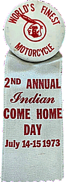 Indian Come Home motorcycle rally badge from Jean-Francois Helias