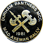 Mad Axeman motorcycle rally badge from Jean-Francois Helias