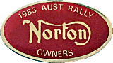 Norton Australian motorcycle rally badge from Jean-Francois Helias