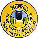 Norton Road Apple Rendezvous motorcycle rally badge from Jean-Francois Helias