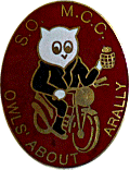 Owls About Arally motorcycle rally badge