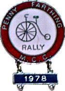 Penny Farthing motorcycle rally badge from Nigel Woodthorpe