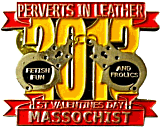 Perverts In Leather motorcycle rally badge from Jean-Francois Helias
