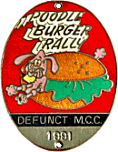 Poodle Burger motorcycle rally badge from Jean-Francois Helias