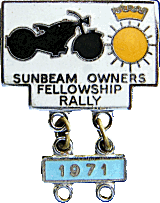 Fellowship Sunbeam Owners motorcycle rally badge from Jean-Francois Helias