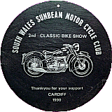 Sunbeam South Wales MCC motorcycle show badge from Jean-Francois Helias
