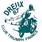 Triumph Dreux motorcycle rally badge from Jeff Laroche